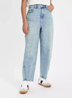 Light Wash Barrel Leg Denim Jeans 18L -GlamMode Store tuc143774417 Light20Denim R Z001A