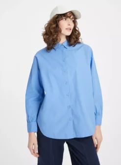 Blue Poplin Oversized Shirt 12 -GlamMode Store tuc143782361 Blue R Z001A
