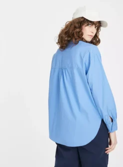 Blue Poplin Oversized Shirt 12 -GlamMode Store tuc143782361 Blue R Z004A