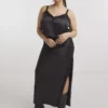 SIMPLY BE Black Satin Lace Trim Maxi Skirt 28 -GlamMode Store tuc143843611 Black R Z001A