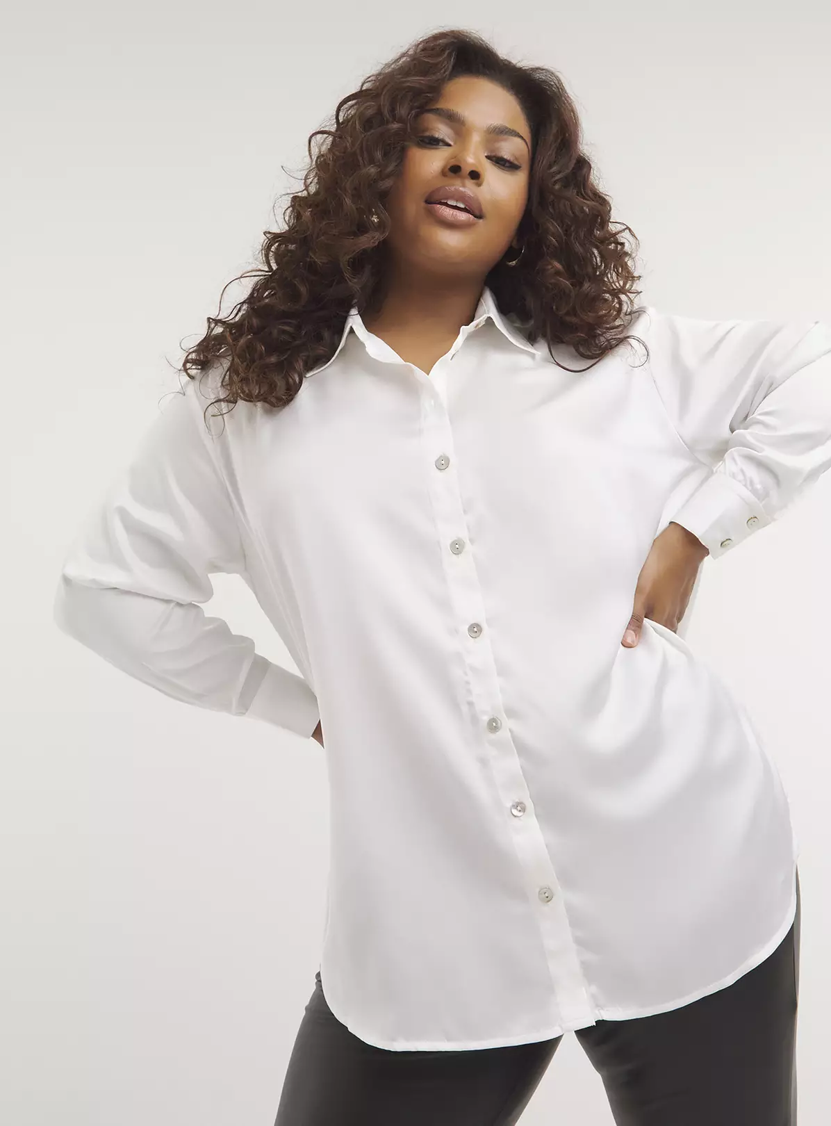 SIMPLY BE Ivory Relaxed Fit Satin Shirt 14 4 SIMPLY BE Ivory Relaxed Fit Satin Shirt 14 - Image 2