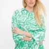 Green Leaf Print Oversized Shirt 20 -GlamMode Store tuc143878486 Multi20Coloured R Z001A