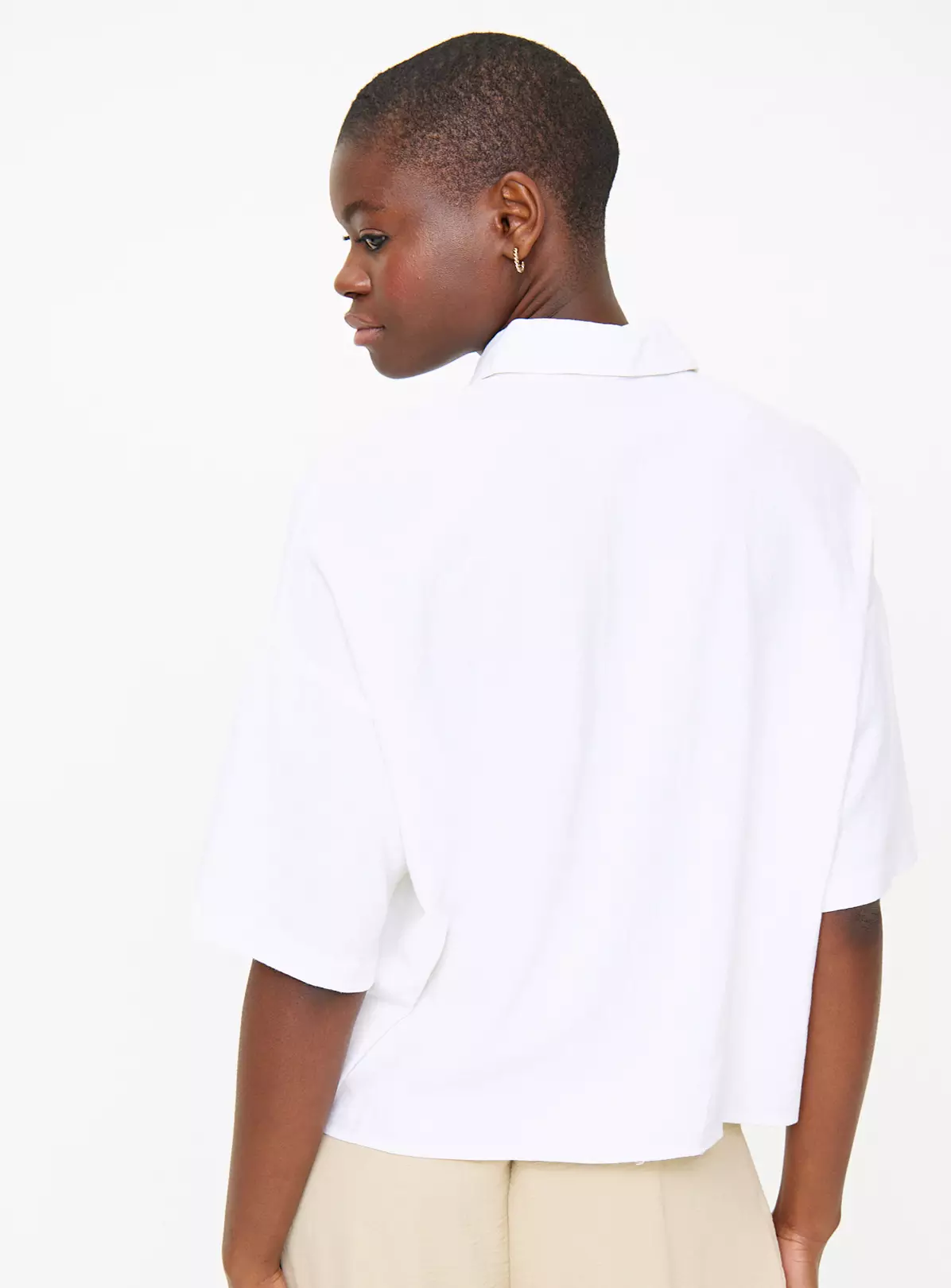 White Tie Front Boxy Linen Blend Shirt 8 3 White Tie Front Boxy Linen Blend Shirt 8