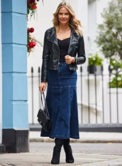 SOSANDAR Panelled Skirt With Fullness 20 -GlamMode Store tuc144028782 Blue R Z005A