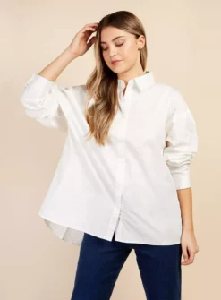 VOGUE WILLIAMS White Split Shirt 16 -GlamMode Store tuc144065111 White R Z001A