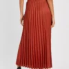 Rust Pleated Satin Maxi Skirt 8 -GlamMode Store tuc144069648 Chestnut R Z004A