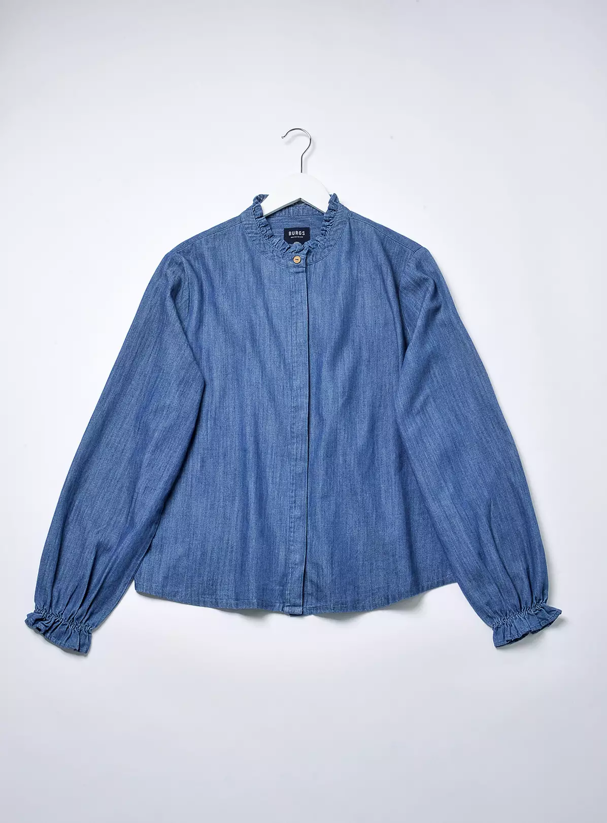 BURGS Pannier Womens Frill Long Sleeve Shirt Chambray 18 7 BURGS Pannier Womens Frill Long Sleeve Shirt Chambray 18 - Image 5