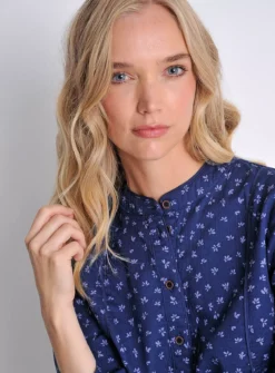 BURGS Abbey Womens Printed Piped Shirt 16 11 BURGS Abbey Womens Printed Piped Shirt 16 -GlamMode Store tuc144149904 Navy R Z003A
