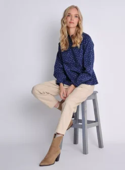 BURGS Abbey Womens Printed Piped Shirt 16 9 BURGS Abbey Womens Printed Piped Shirt 16 -GlamMode Store tuc144149904 Navy R Z004A