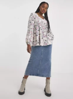 SIMPLY BE Long Sleeved V Neck Peplum Blouse 10