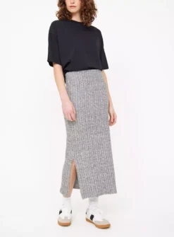 Grey Soft Touch Ribbed Midi Skirt 24 -GlamMode Store tuc144173234 Charcoal R Z001A