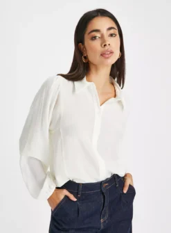 Cream Crinkle Blouse 16 -GlamMode Store tuc144209049 Cream R Z001A