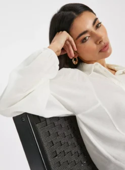 Cream Crinkle Blouse 16 -GlamMode Store tuc144209049 Cream R Z003A