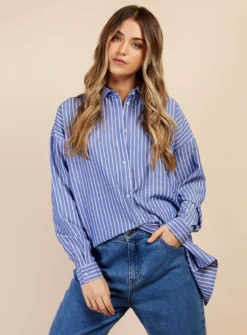 VOGUE WILLIAMS Blue Stripe Shirt XL -GlamMode Store tuc144257139 Blue R Z002A