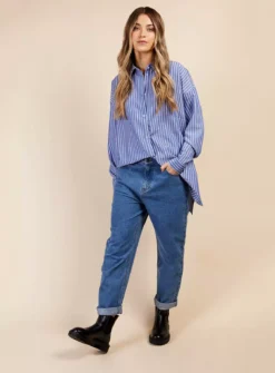 VOGUE WILLIAMS Blue Stripe Shirt XL -GlamMode Store tuc144257139 Blue R Z003A