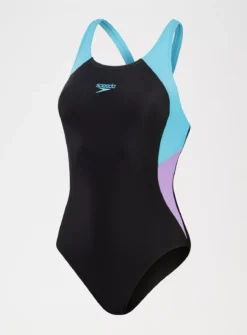 SPEEDO Womens Colourblock Splice Muscleback Swimsuit 6 -GlamMode Store tuc144265690 Black R Z001A