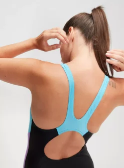 SPEEDO Womens Colourblock Splice Muscleback Swimsuit 6 -GlamMode Store tuc144265690 Black R Z006A