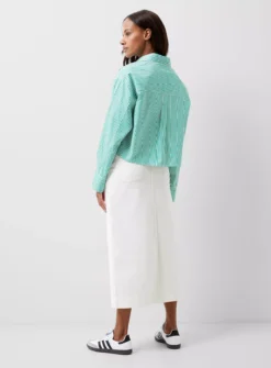 FRENCH CONNECTION Alissa Stripe Cropped Shirt XL -GlamMode Store tuc144278765 Green R Z003A