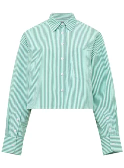 FRENCH CONNECTION Alissa Stripe Cropped Shirt XL -GlamMode Store tuc144278765 Green R Z004A