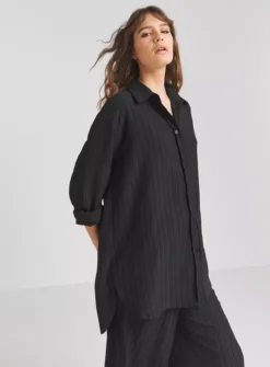 SIMPLY BE Black Textured Relaxed Shirt 30