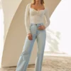 SOSANDAR Stretch Wide Leg Jeans 18 -GlamMode Store tuc144372090 Blue R Z001A