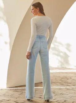 SOSANDAR Stretch Wide Leg Jeans 18 -GlamMode Store tuc144372090 Blue R Z003A