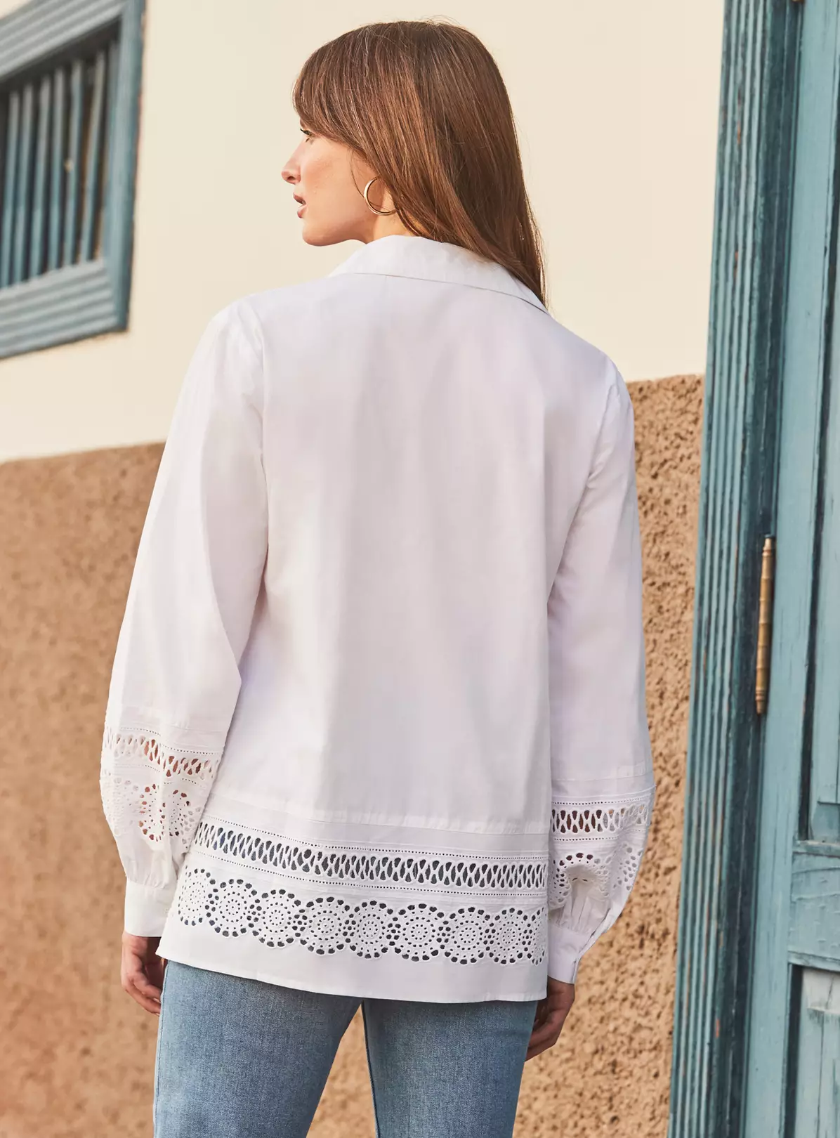 SOSANDAR White Broderie Detail Balloon Sleeve Shirt 6 5 SOSANDAR White Broderie Detail Balloon Sleeve Shirt 6 - Image 4