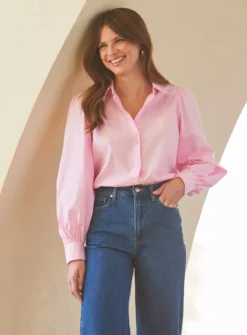 SOSANDAR Hot Pink Relaxed Fit Blouson Sleeve Shirt 10 11 SOSANDAR Hot Pink Relaxed Fit Blouson Sleeve Shirt 10 -GlamMode Store tuc144373826 Pink R Z002A