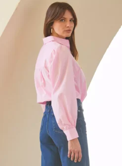 SOSANDAR Hot Pink Relaxed Fit Blouson Sleeve Shirt 10 10 SOSANDAR Hot Pink Relaxed Fit Blouson Sleeve Shirt 10 -GlamMode Store tuc144373826 Pink R Z003A