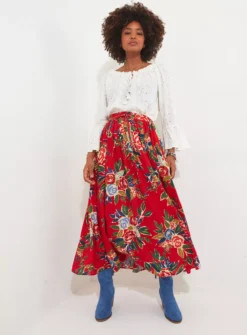 JOE BROWNS Tie Waist Floral Maxi Skirt 16 -GlamMode Store tuc144404805 Red R Z001A