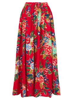 JOE BROWNS Tie Waist Floral Maxi Skirt 12 -GlamMode Store tuc144404805 Red R Z002A 1
