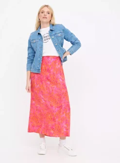 Bright Pink Leopard Print Column Skirt18 -GlamMode Store tuc144438301 Pink R Z002A